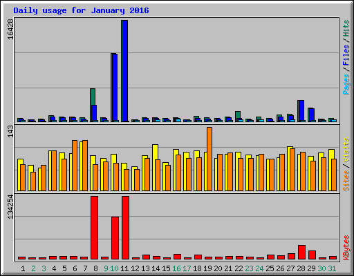 Daily usage for January 2016