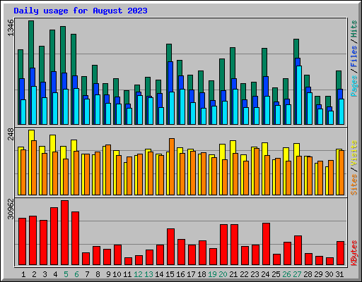 Daily usage for August 2023