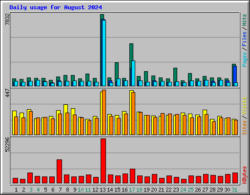 Daily usage for August 2024