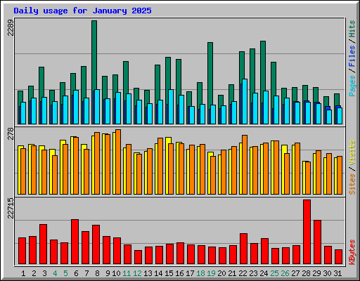 Daily usage for January 2025