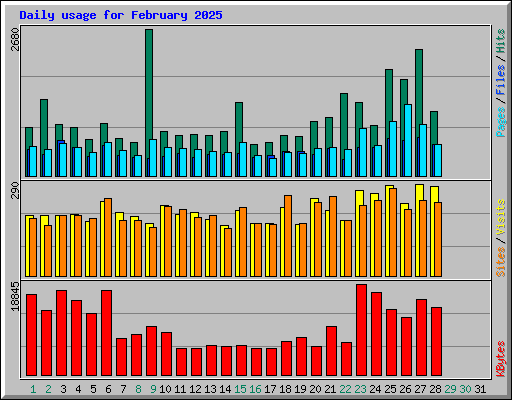 Daily usage for February 2025